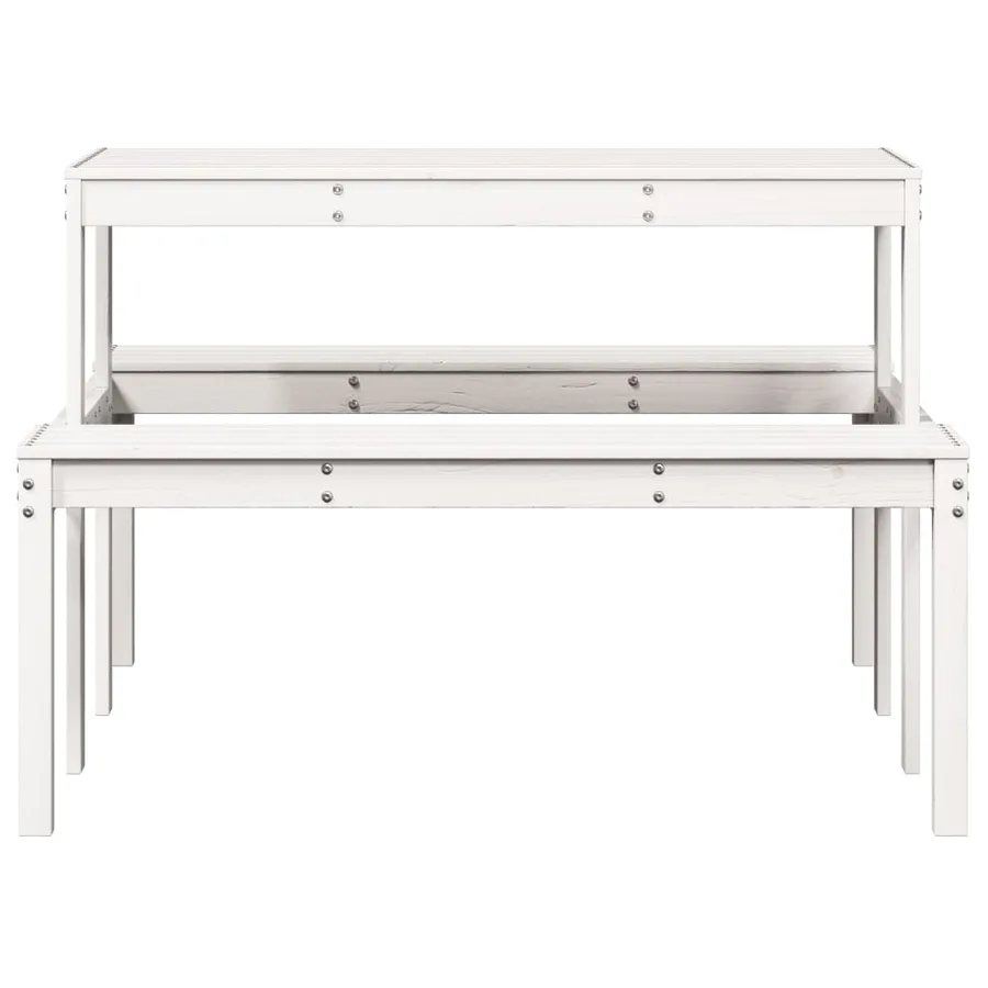 Table de pique-nique blanc 110x134x75 cm bois massif de pin - 4