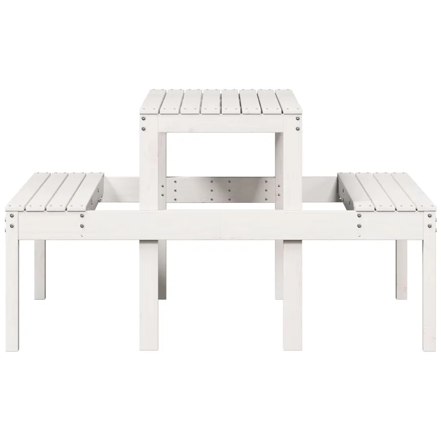 Table de pique-nique blanc 110x134x75 cm bois massif de pin - 5