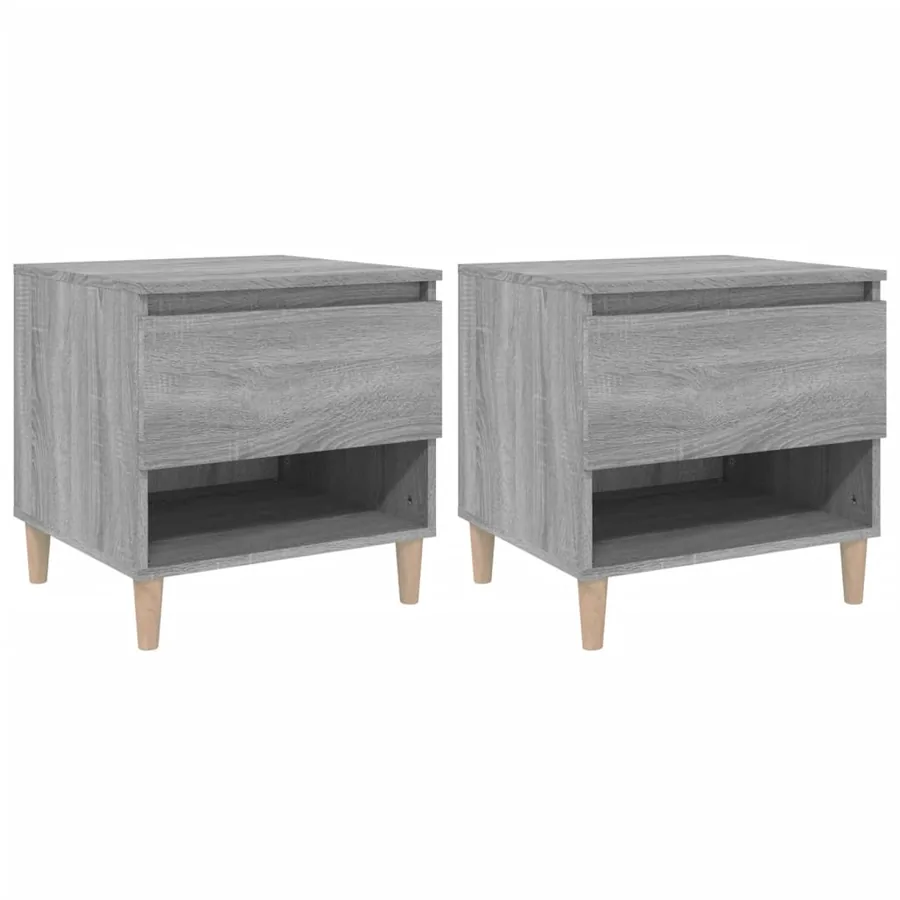 Tables de chevet 2 pcs Sonoma gris 50x46x50cm Bois d’ingénierie - 2