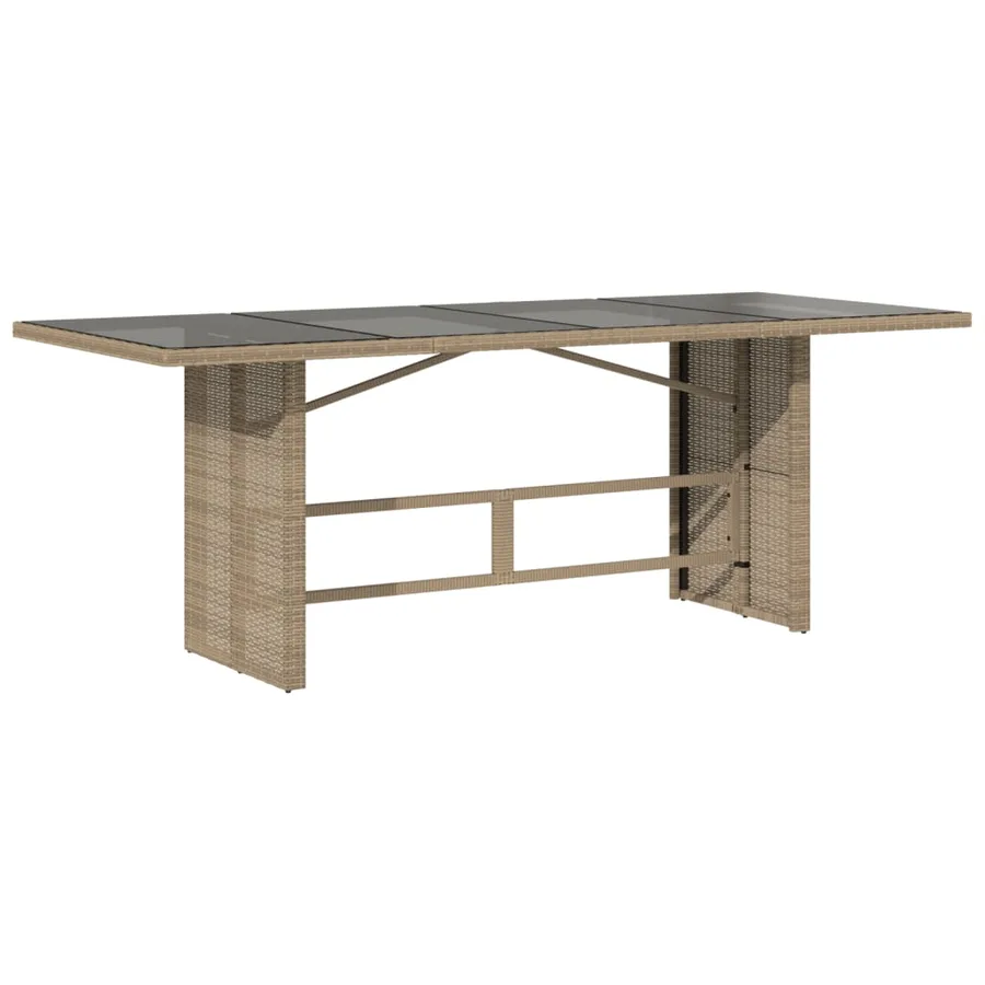 Table de jardin dessus en verre beige 190x80x74 cm - 2
