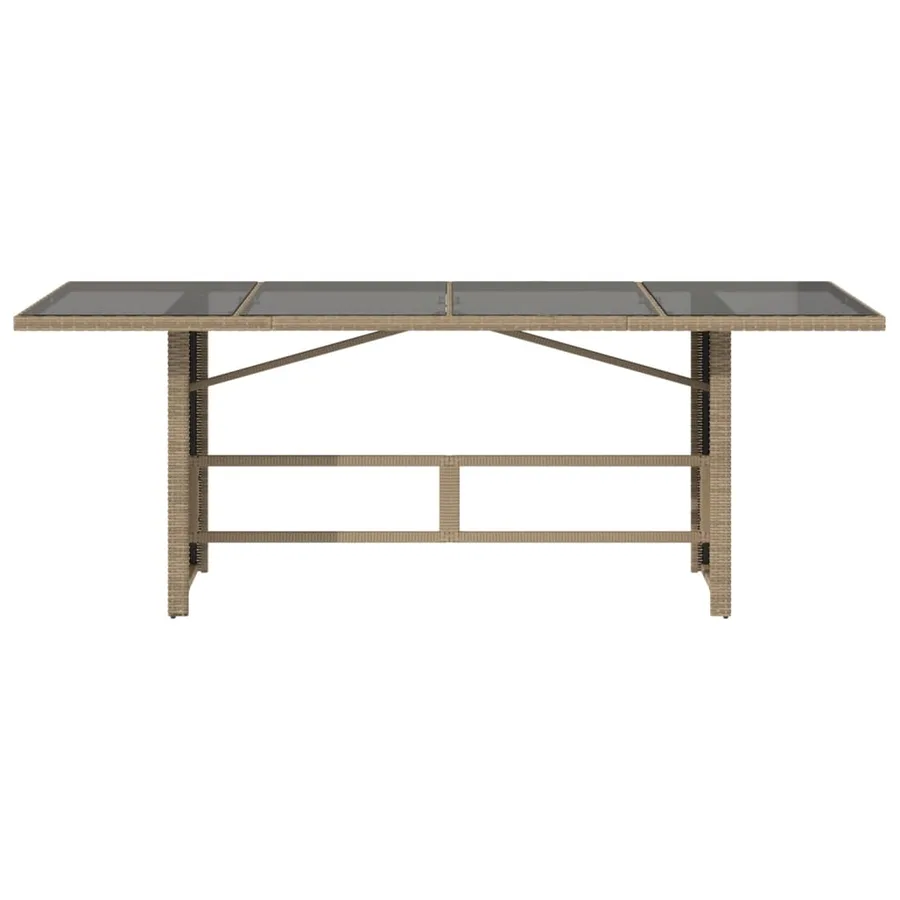 Table de jardin dessus en verre beige 190x80x74 cm - 6