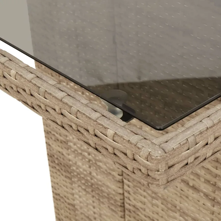Table de jardin dessus en verre beige 190x80x74 cm - 8