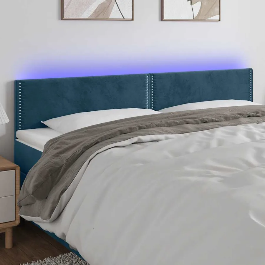 Tête de lit à LED Bleu foncé 180x5x78/88 cm Velours