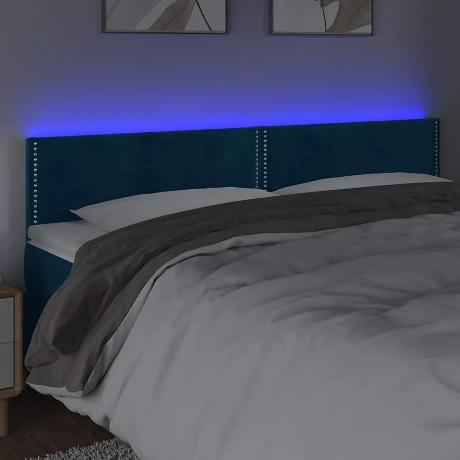 Tête de lit à LED Bleu foncé 180x5x78/88 cm Velours - 3