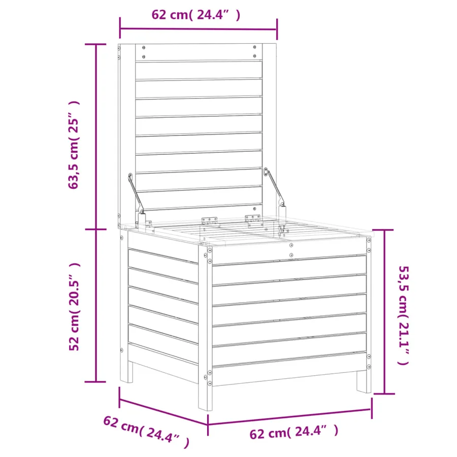 Repose-pied jardin cire marron 62x63,5x53,5 cm bois pin massif - 10