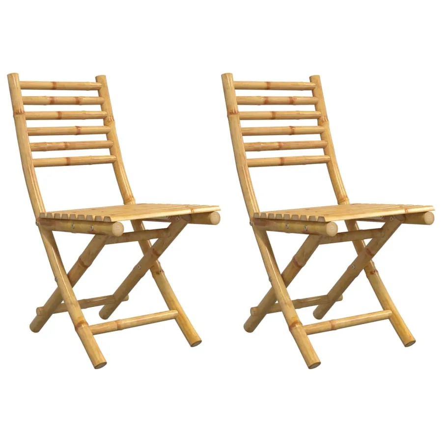 Chaises pliables de jardin lot de 2 43x54x88 cm bambou - 2