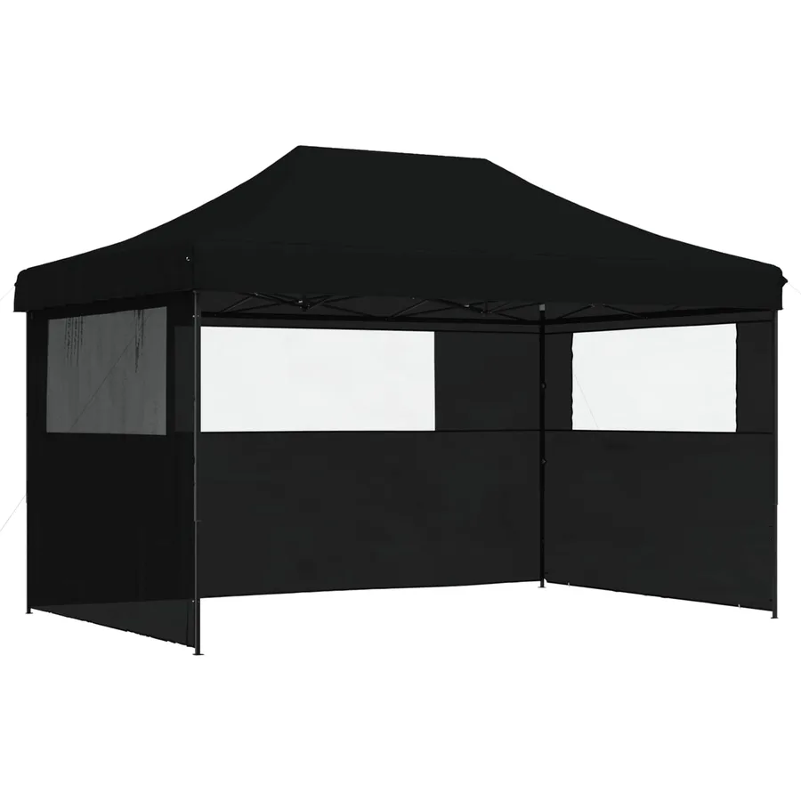 Tente de réception pliable escamotable 3 parois latérales noir - 2