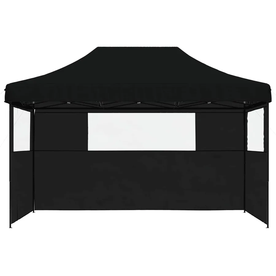 Tente de réception pliable escamotable 3 parois latérales noir - 3