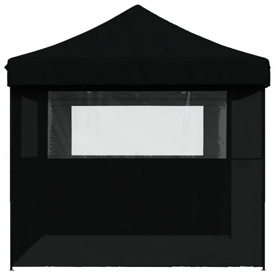 Tente de réception pliable escamotable 3 parois latérales noir - 4