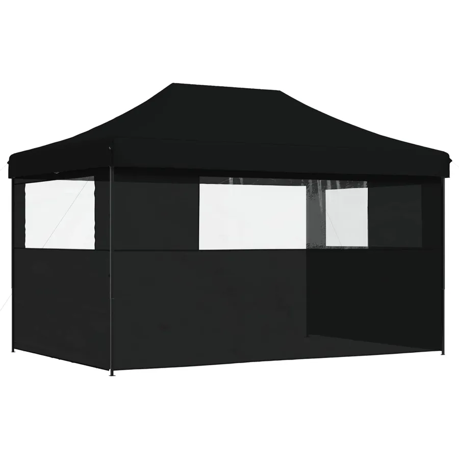 Tente de réception pliable escamotable 3 parois latérales noir - 5