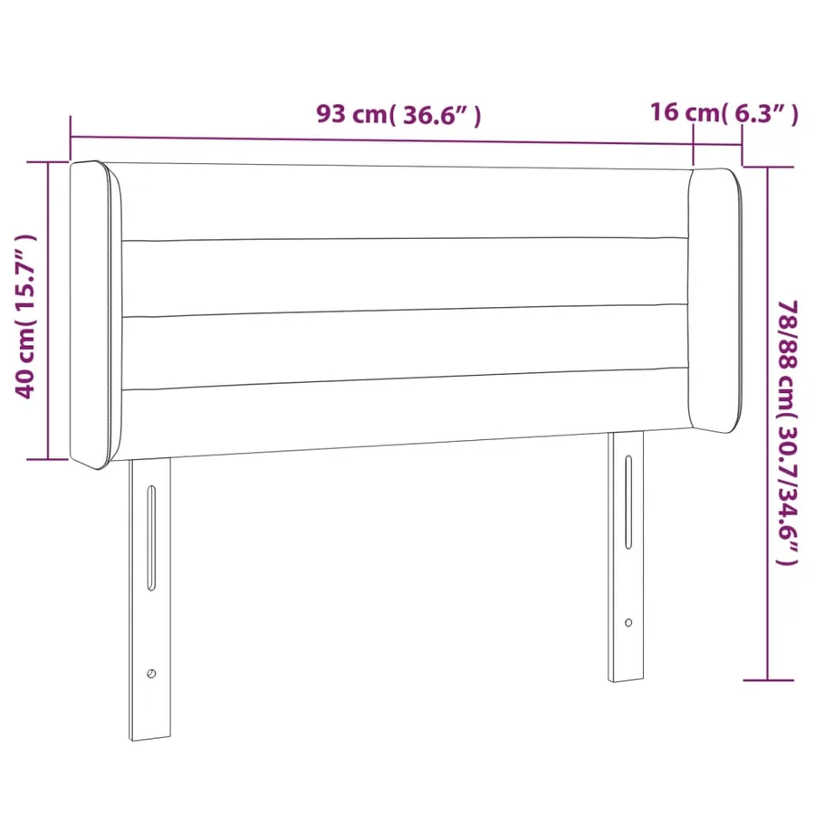 Tête de lit avec oreilles Marron Foncé 93x16x78/88 cm Tissu - 9