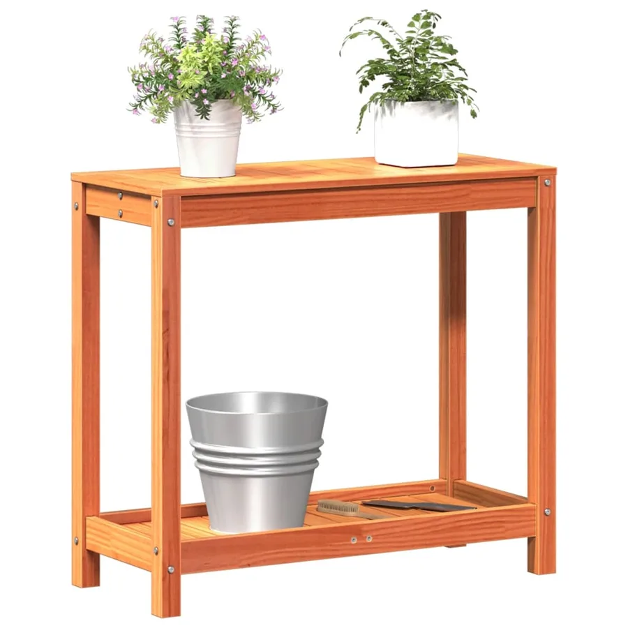 Table de rempotage avec étagère cire marron bois massif de pin - 4