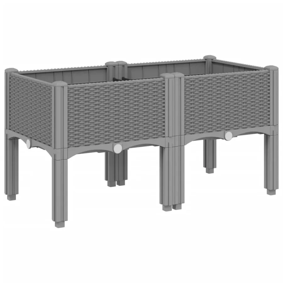 Jardinière avec pieds gris clair 80x40x42 cm PP - 2