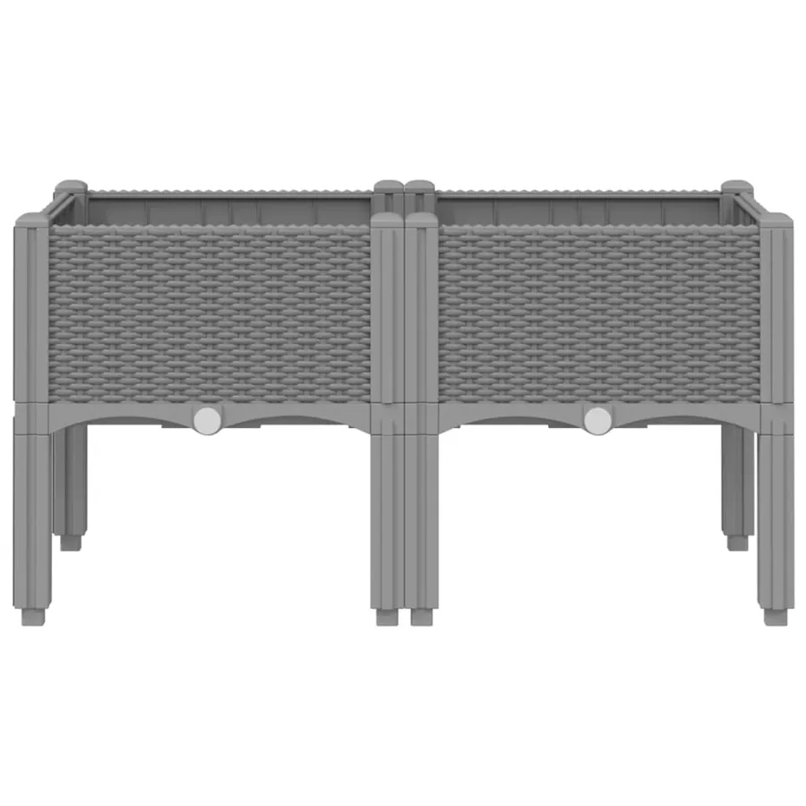 Jardinière avec pieds gris clair 80x40x42 cm PP - 3