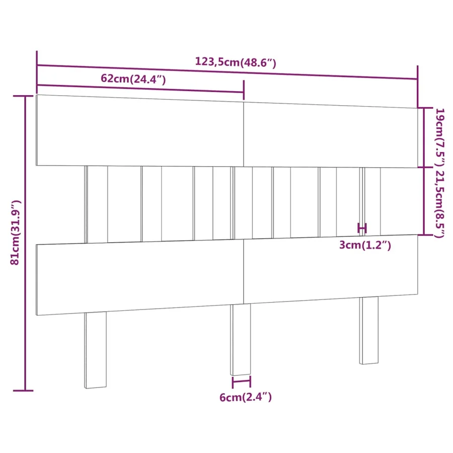 Tête de lit Marron miel 123,5x3x81 cm Bois massif de pin - 6