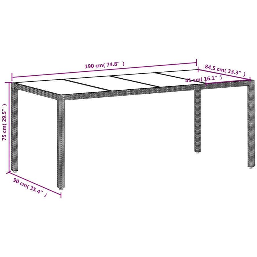 Table de jardin dessus en verre gris clair résine tressée - 11