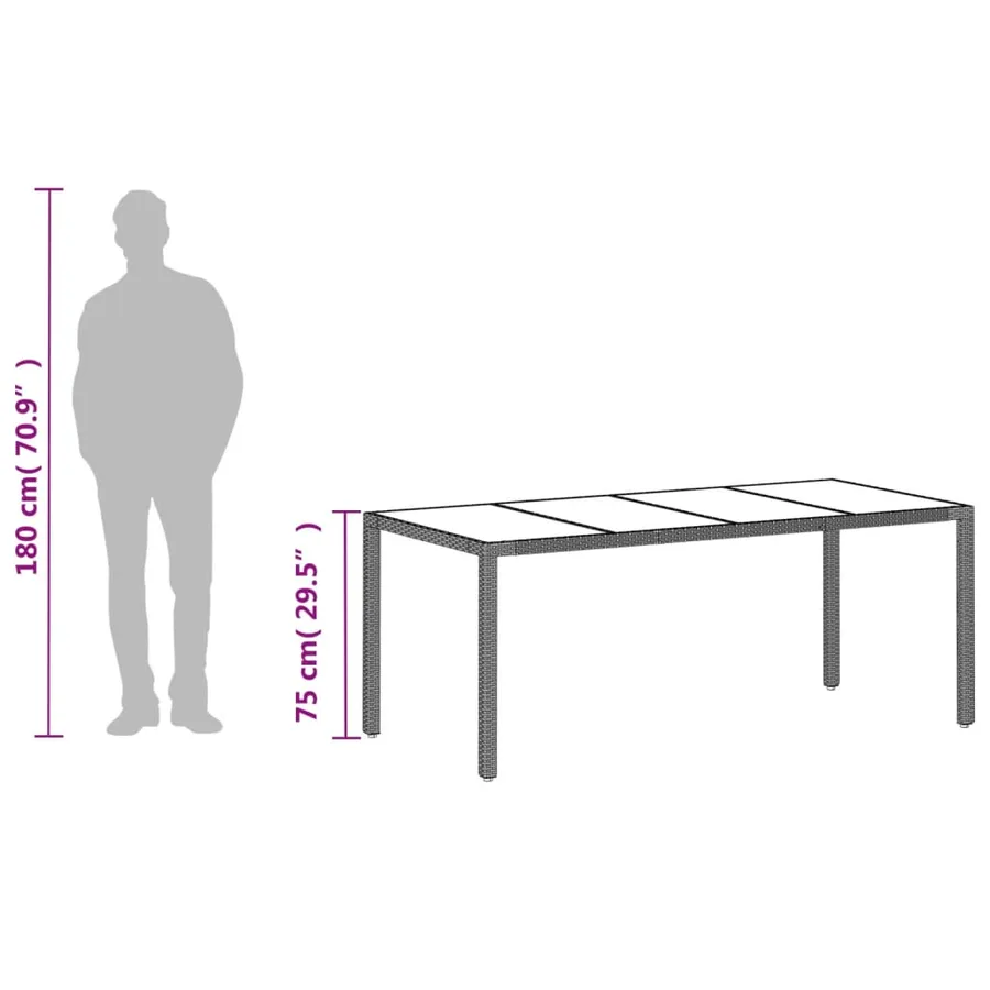 Table de jardin dessus en verre gris clair résine tressée - 12