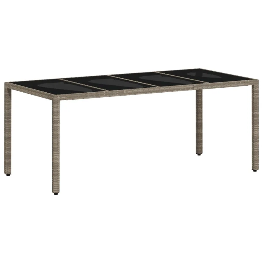 Table de jardin dessus en verre gris clair résine tressée - 7