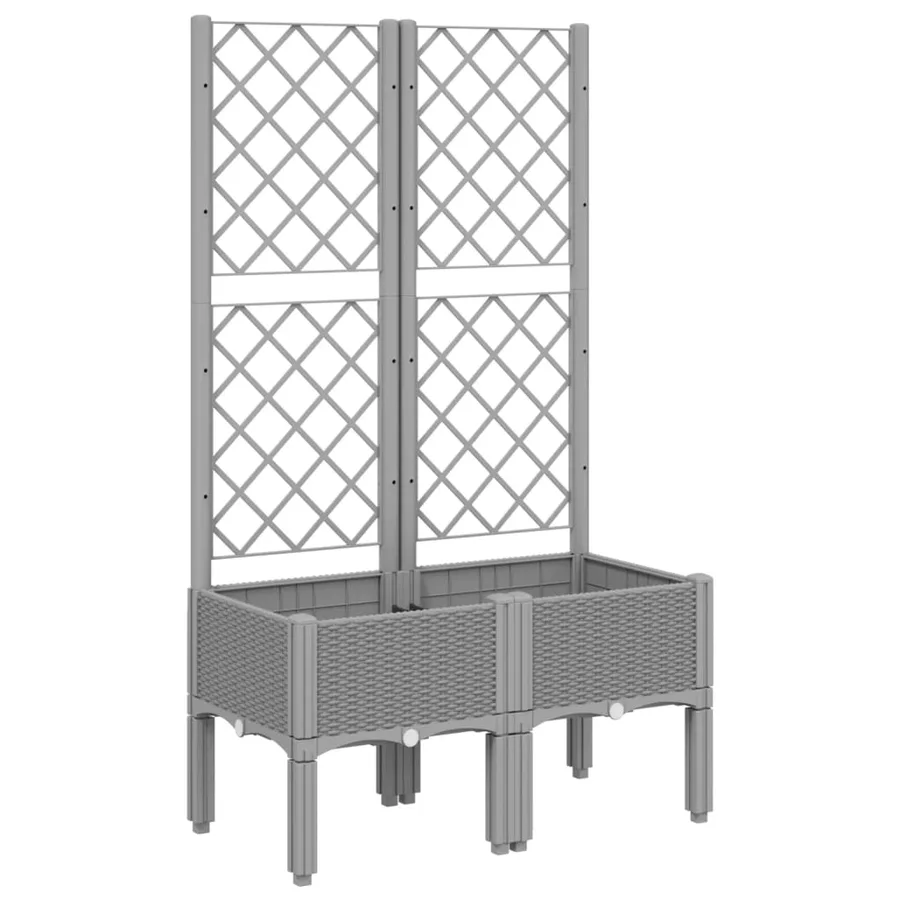Jardinière avec treillis gris clair 80x40x142 cm PP - 2