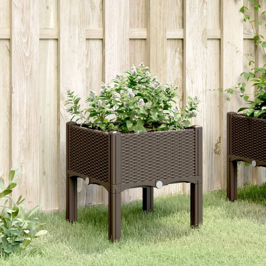 Jardinière avec pieds marron 40x40x42 cm PP - 3
