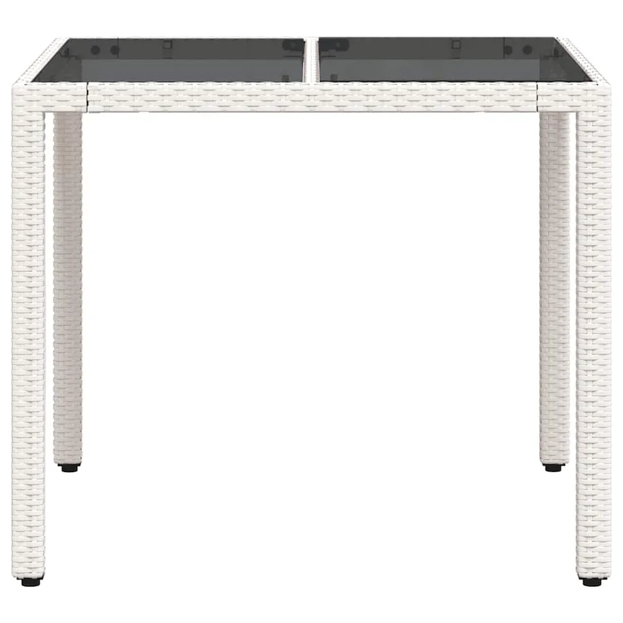 Table de jardin dessus en verre blanc 90x90x75cm résine tressée - 5