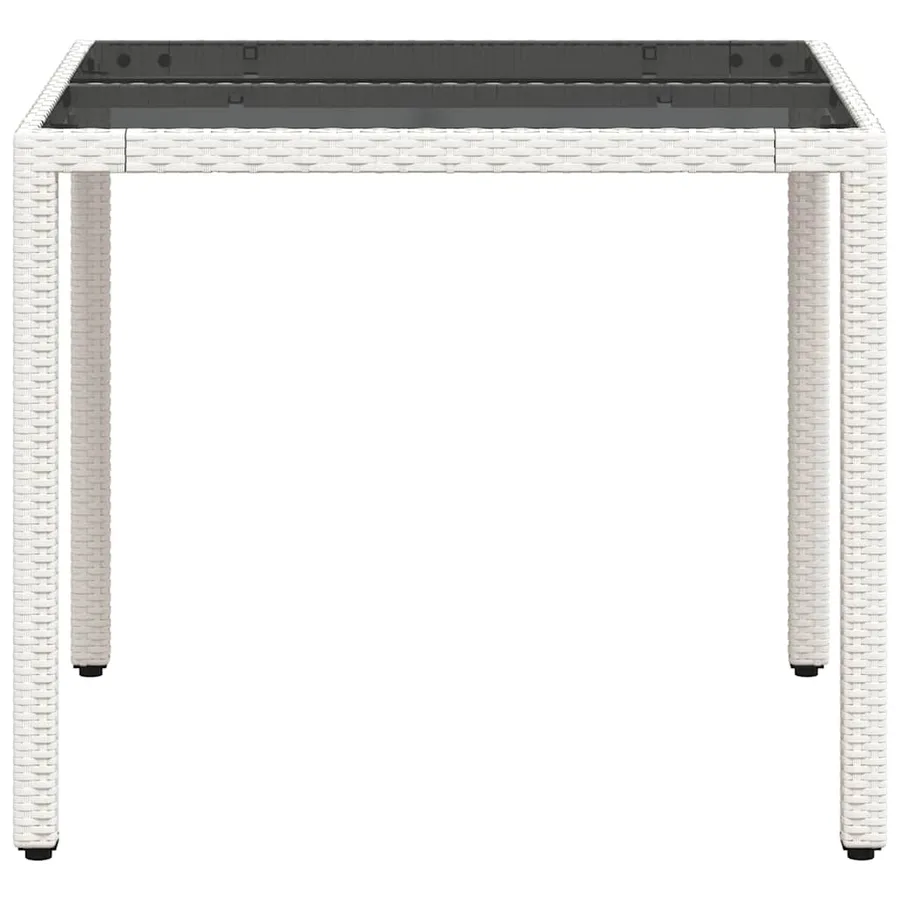 Table de jardin dessus en verre blanc 90x90x75cm résine tressée - 6