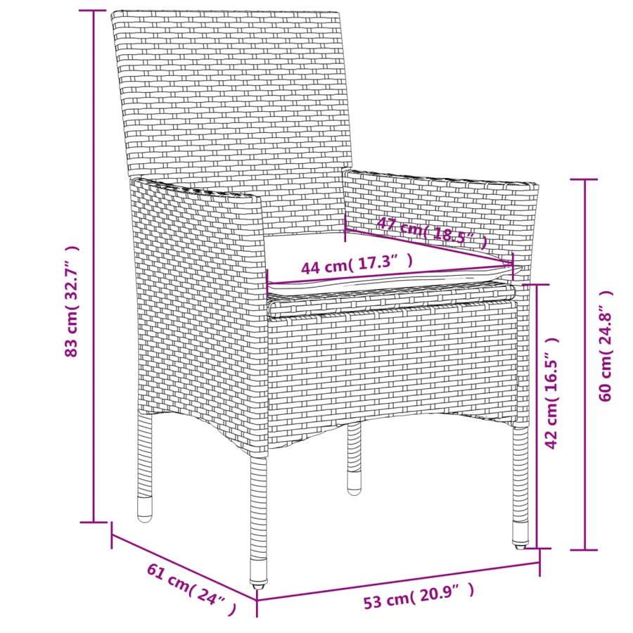Chaises de jardin coussins lot de 2 gris clair résine tressée - 10