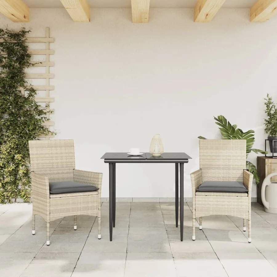 Chaises de jardin coussins lot de 2 gris clair résine tressée - 3