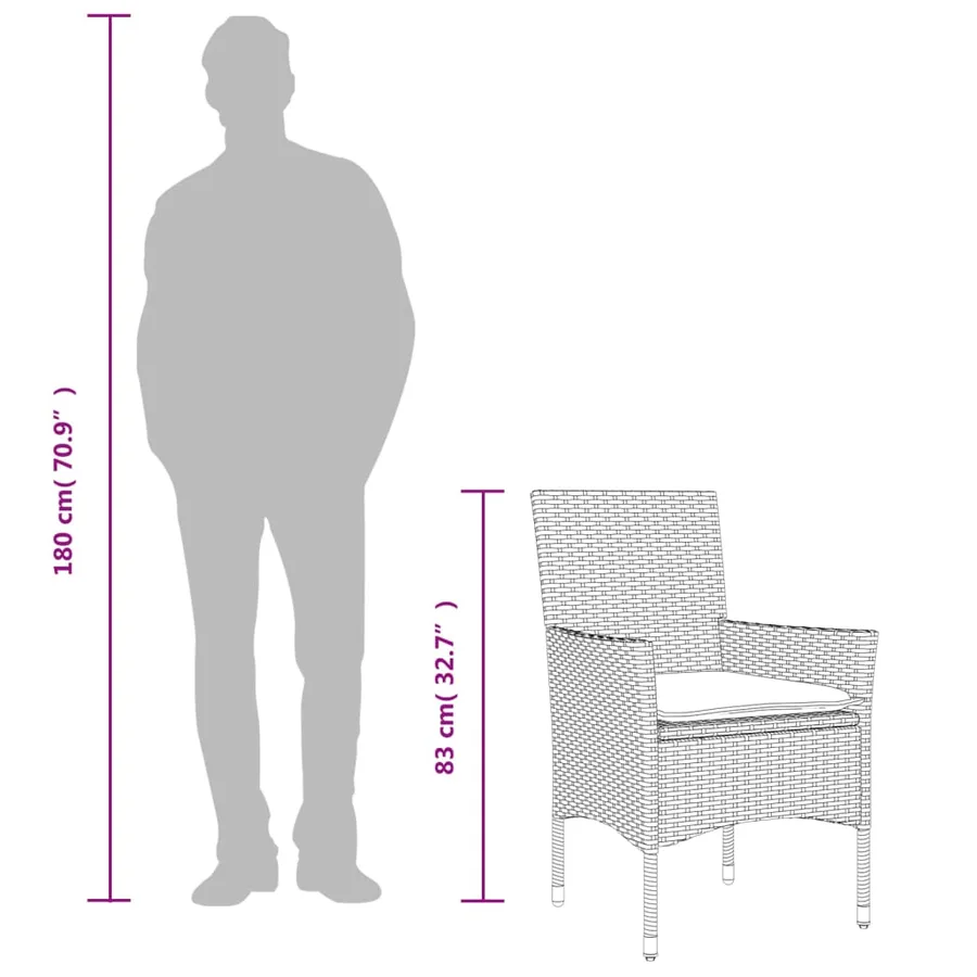 Chaises de jardin coussins lot de 2 gris clair résine tressée - 9