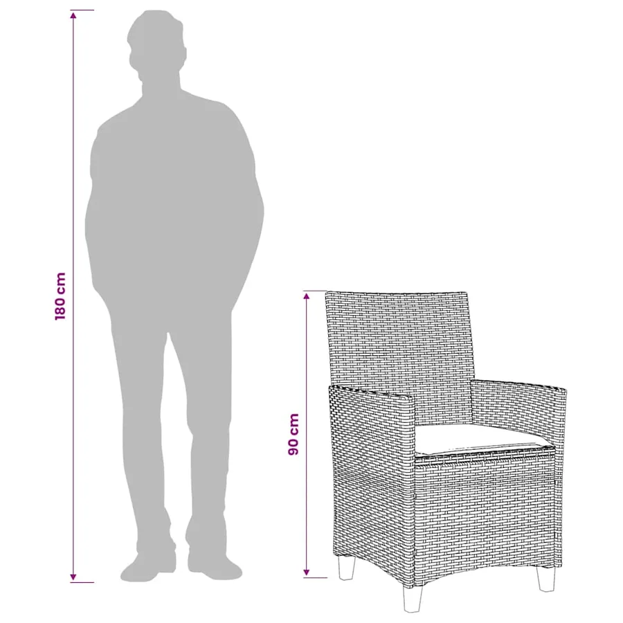 Chaises de jardin coussins lot de 2 beige résine tressée bois - 10