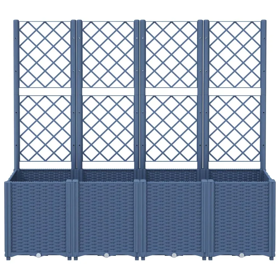 Jardinière avec treillis bleu gris 160x40x140 cm PP - 3