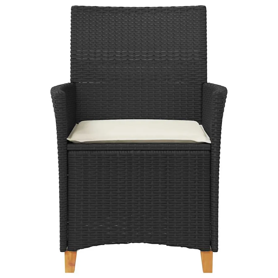 Chaises de jardin coussins lot de 2 noir résine tressée et bois - 5