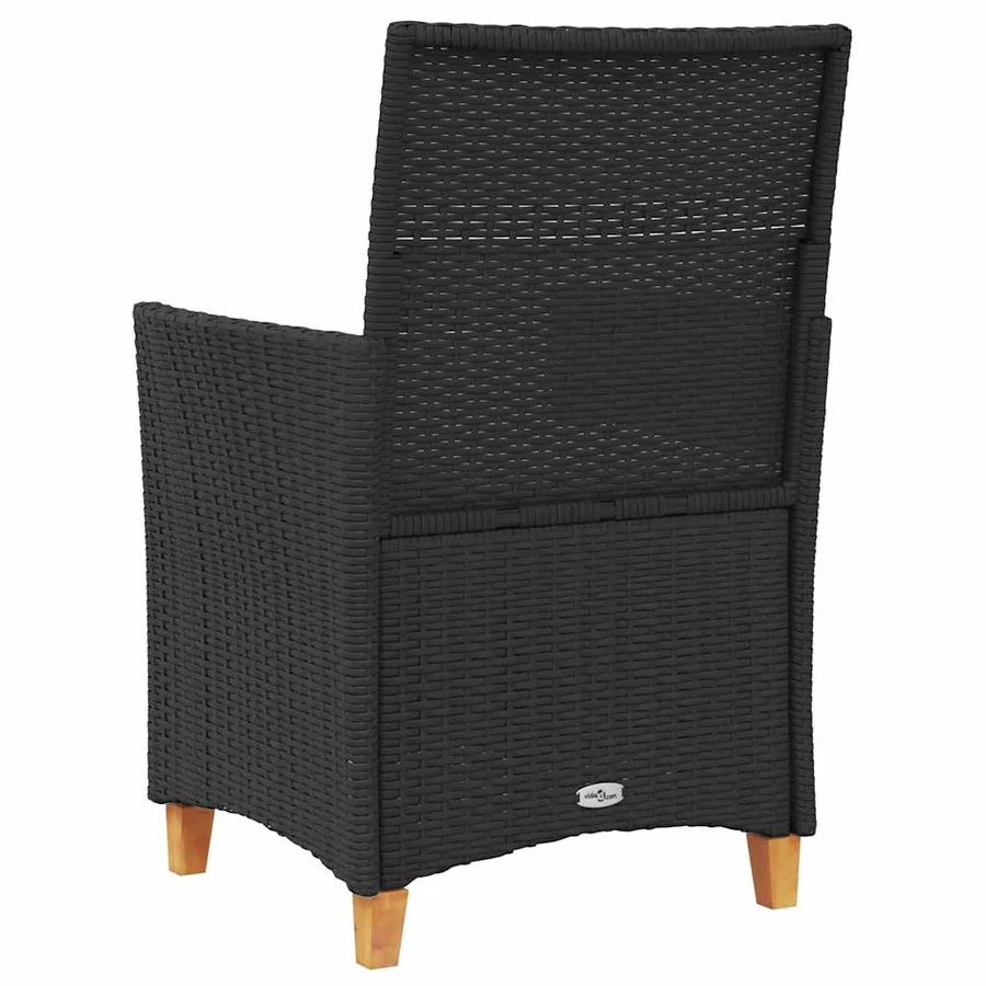 Chaises de jardin coussins lot de 2 noir résine tressée et bois - 7