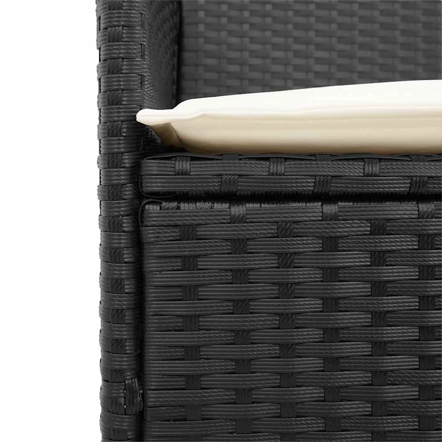 Chaises de jardin coussins lot de 2 noir résine tressée et bois - 8