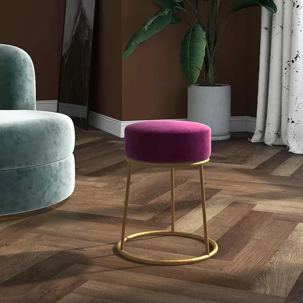 Tabouret rond Violet Velours