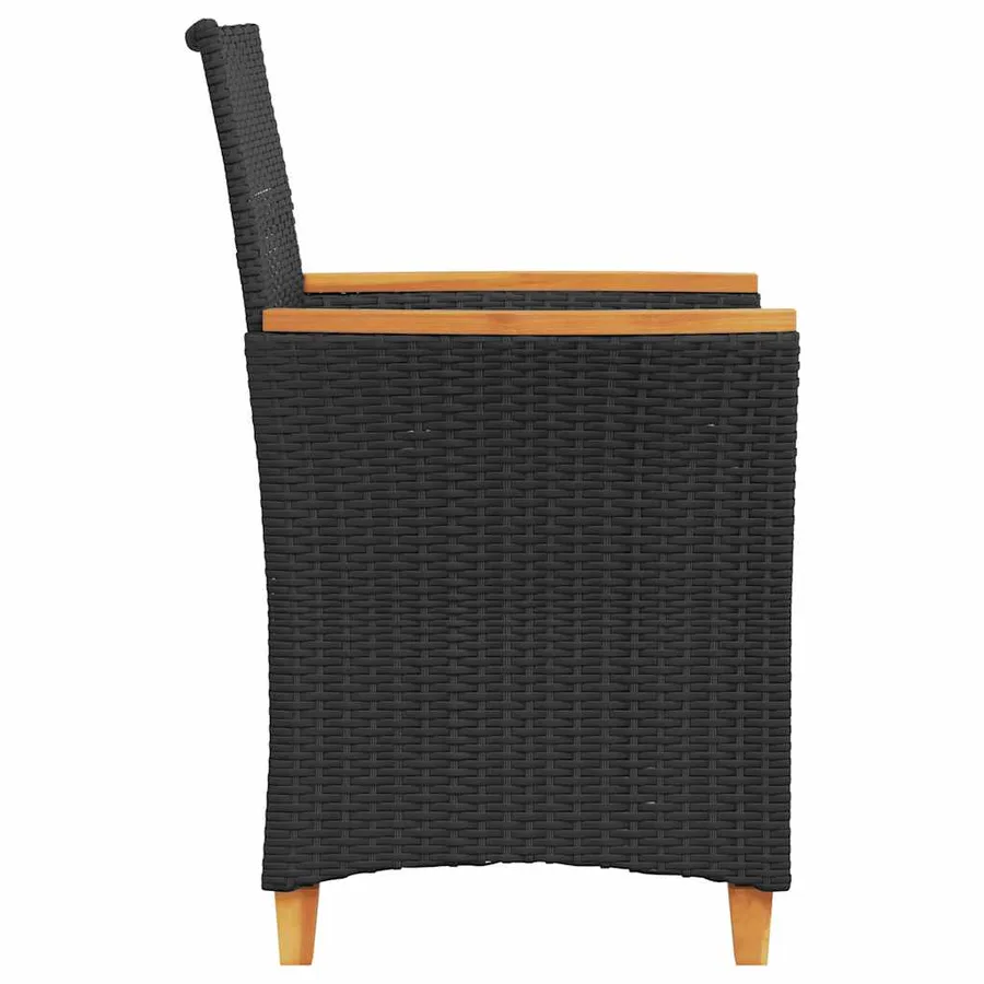 Chaises de jardin coussins lot de 2 noir résine tressée et bois - 6