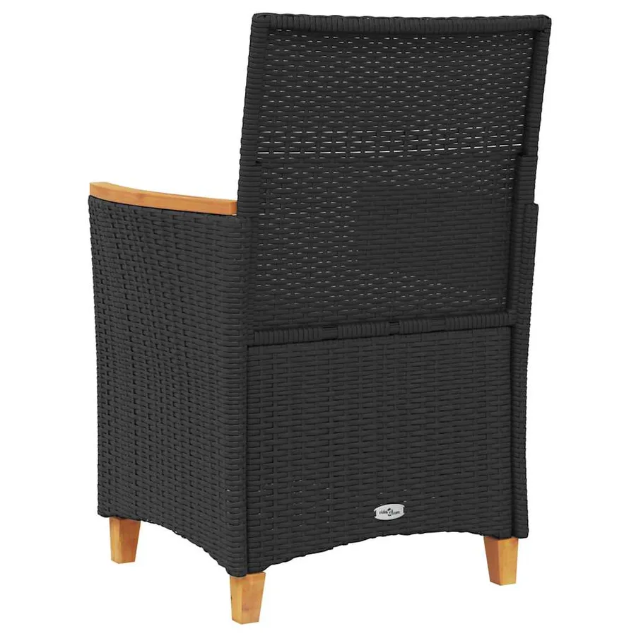 Chaises de jardin coussins lot de 2 noir résine tressée et bois - 7