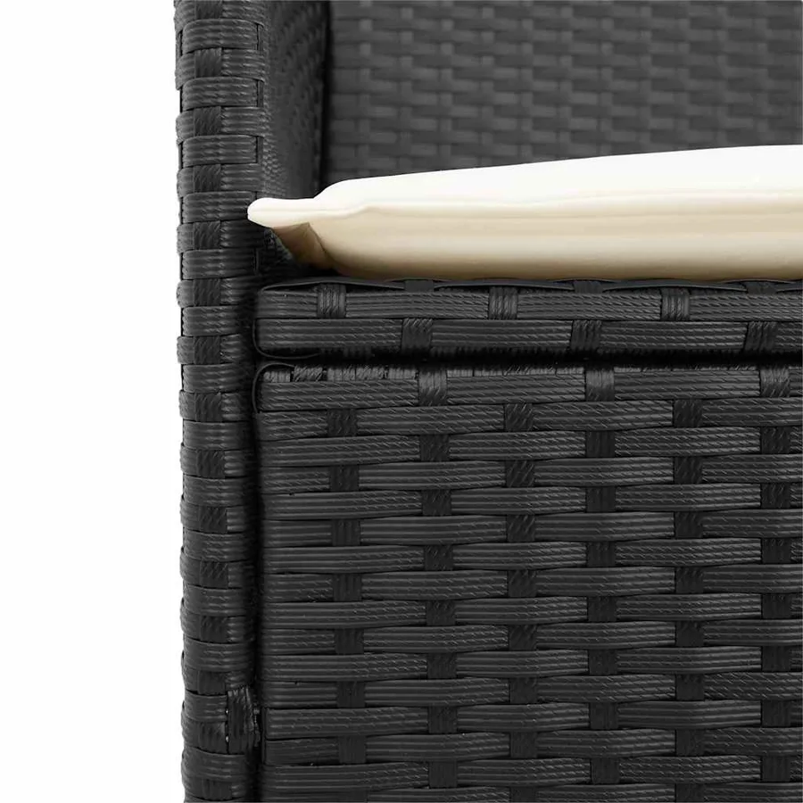 Chaises de jardin coussins lot de 2 noir résine tressée et bois - 8