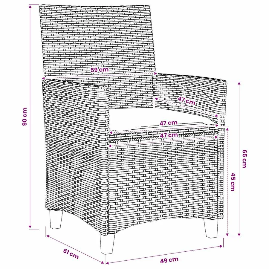 Chaises de jardin coussins lot de 2 noir résine tressée et bois - 9