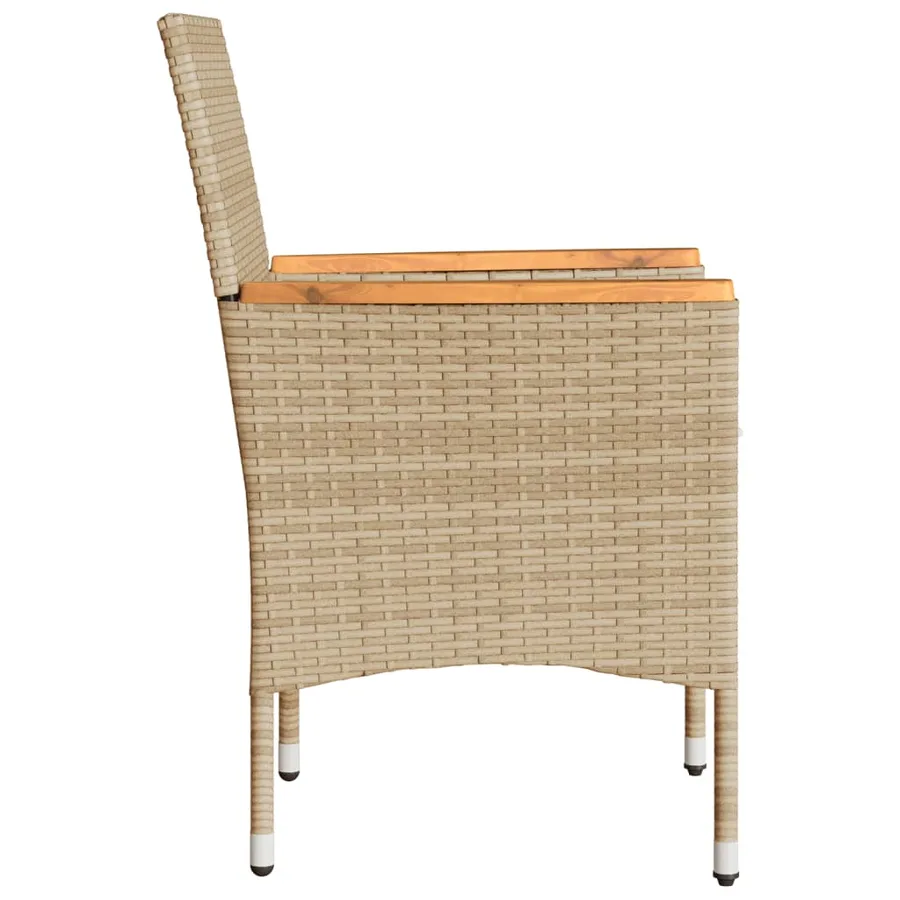 Chaises de jardin avec coussins lot de 2 beige résine tressée - 6