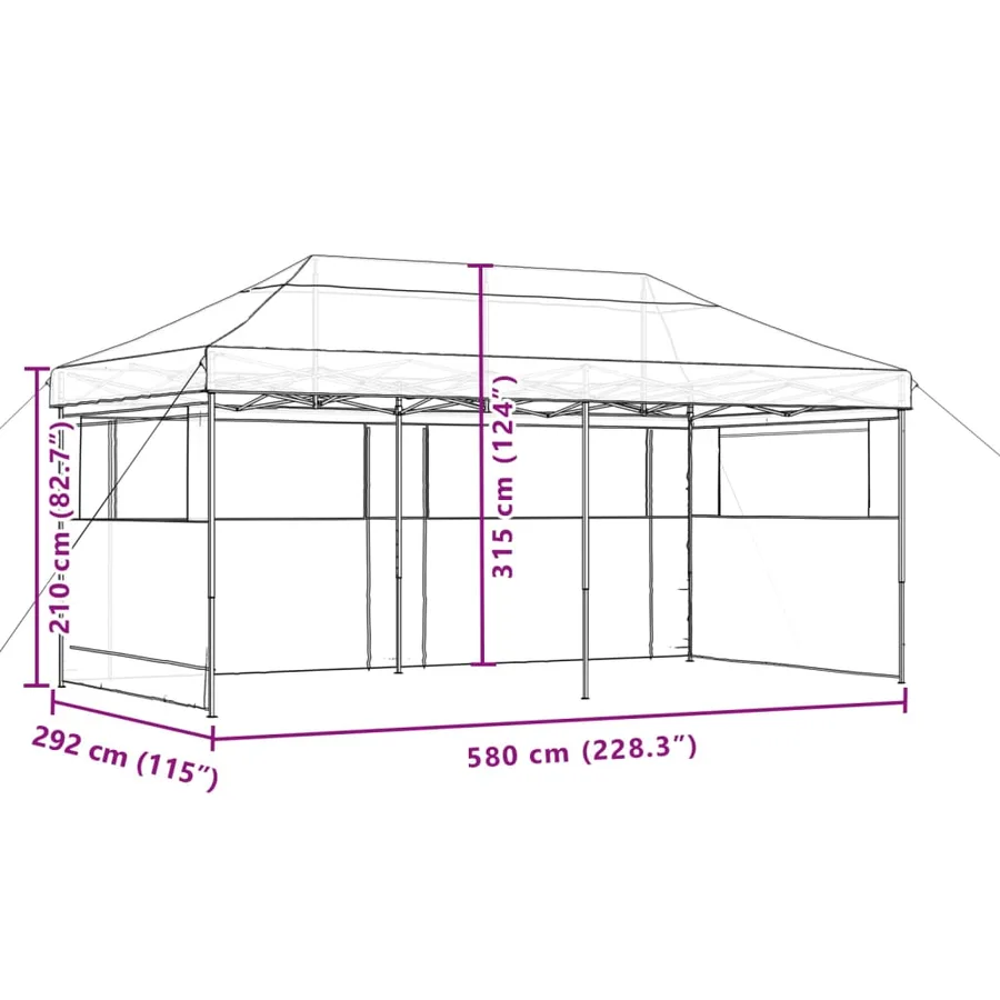Tente de réception pliable escamotable avec 3 parois latérales - 9