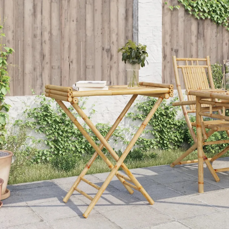 Table à plateau pliante 70,5x42,5x80 cm bambou - 3