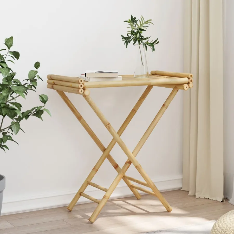 Table à plateau pliante 70,5x42,5x80 cm bambou - 4
