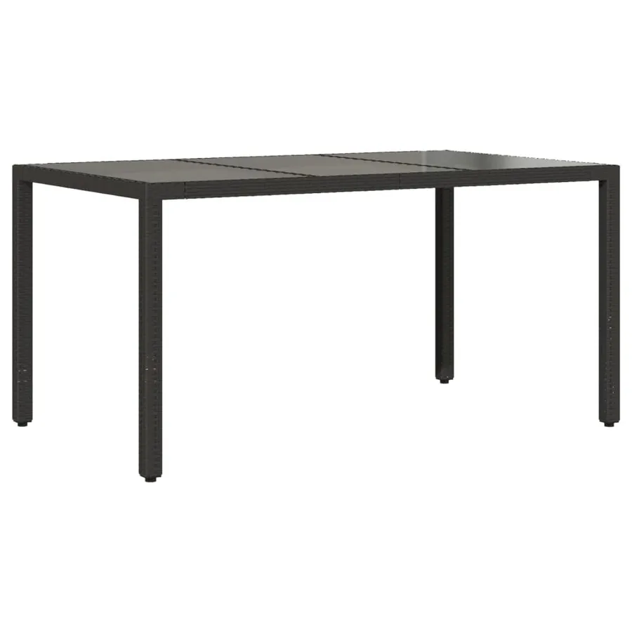 Table de jardin dessus en verre Noir 150x90x75cm Résine tressée - 2