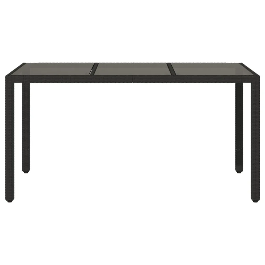Table de jardin dessus en verre Noir 150x90x75cm Résine tressée - 4