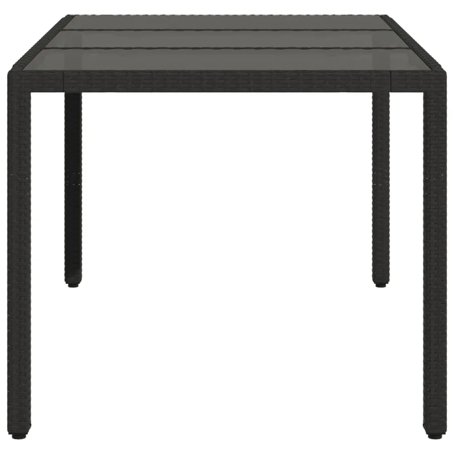 Table de jardin dessus en verre Noir 150x90x75cm Résine tressée - 5