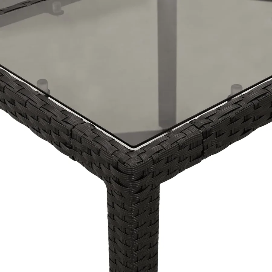 Table de jardin dessus en verre Noir 150x90x75cm Résine tressée - 8
