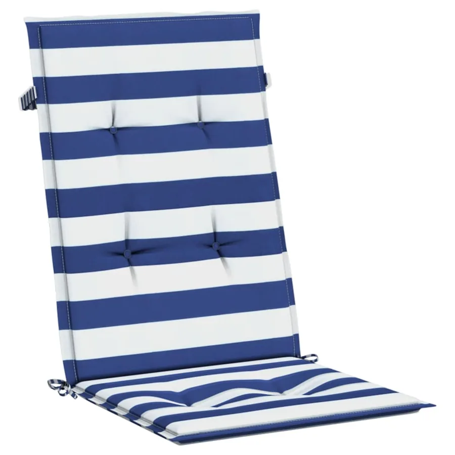 Coussins de chaise à dossier haut lot de 6 rayures bleu/blanc - 5
