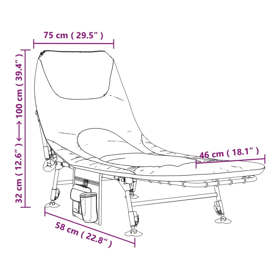 Lit de pêche avec pieds à boue réglables pliable vert - 11