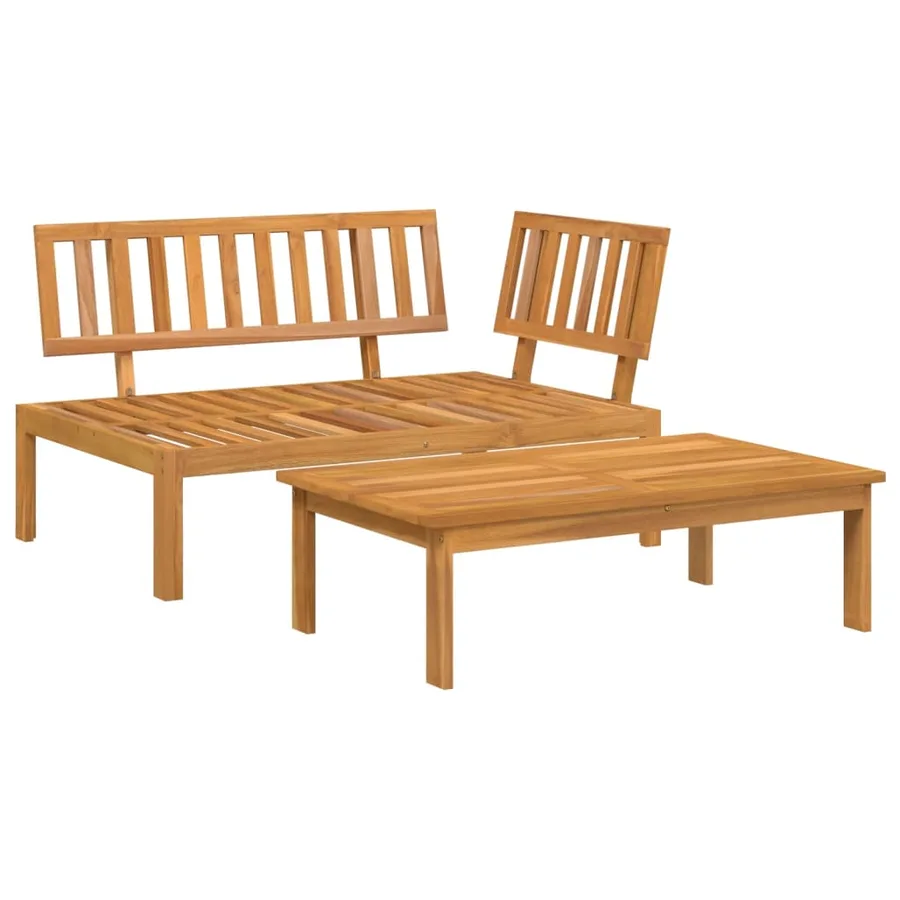 Salon de jardin palette 2 pcs bois massif d'acacia - 2